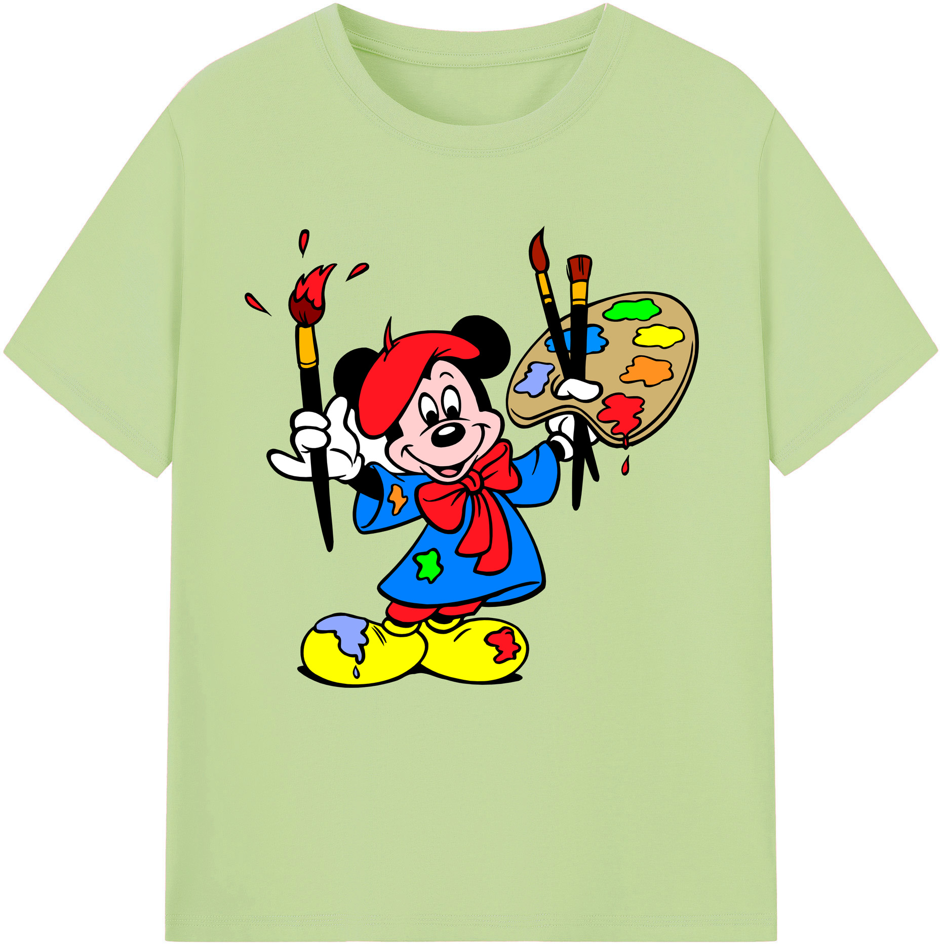 （画像用） ミッキーマウス Mickey Mouse 綿100％半袖Tシャツ（フロントプリント）